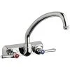 Chicago Faucet Company Chicago Faucets W4W-L9E1-369AB Wall-Mounted Faucet With 4" Fixed Centers, 9 1/2" L-Type Swing Spout, And 2 3/8" Lever Handles 2 Chicago Faucet Company Chicago Faucets W4W-L9E1-369AB Wall-Mounted Faucet With 4" Fixed Centers, 9 1/2" L-Type Swing Spout, And 2 3/8" Lever Handles -T&S Brass Shop 2454952