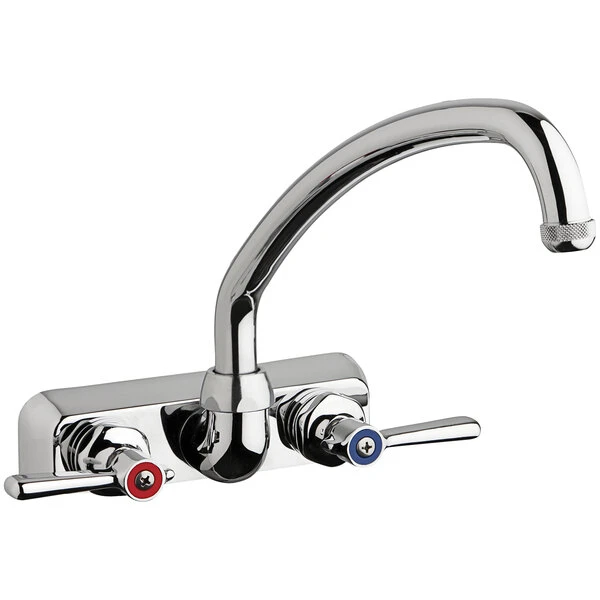 Chicago Faucet Company Chicago Faucets W4W-L9E1-369AB Wall-Mounted Faucet With 4" Fixed Centers, 9 1/2" L-Type Swing Spout, And 2 3/8" Lever Handles 3 Chicago Faucet Company Chicago Faucets W4W-L9E1-369AB Wall-Mounted Faucet With 4" Fixed Centers, 9 1/2" L-Type Swing Spout, And 2 3/8" Lever Handles