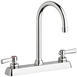 Chicago Faucet Company Chicago Faucets W8D-GN2AE35-369AB 1.5 GPM Deck-Mounted Faucet With 8" Fixed Centers And 5 1/4" Rigid / Swing Gooseneck Spout