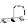 Chicago Faucet Company Chicago Faucets W8W-DB6AE1-369ABCP Wall-Mounted Faucet With 8" Fixed Centers, 6 1/4" Rigid / Swing Double-Bend Spout, And Quixtop Outlet -T&S Brass Shop 2455096
