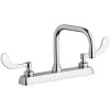 Chicago Faucet Company Chicago Faucets W8D-DB6AE35-317AB 1.5 GPM Deck-Mounted Faucet With 8" Fixed Centers And 6 1/4" Rigid / Swing Double-Bend Spout