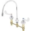 T&S Brass And Bronze Works T&S B-2872 Easy Install Deck Mount Faucet With 8" Centers, 4" Wrist Action Handles, 8 13/16" Gooseneck Spout, And Cerama Cartridges