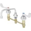 T&S Brass And Bronze Works T&S B-2347-01 Easy Install Deck Mount Faucet With 8" Centers, 8" Swing Nozzle, 4" Wrist Action Handles, And Eterna Cartridges -T&S Brass Shop 2460885