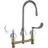 Chicago Faucet Company Chicago Faucets 786-E29XKABCP 2.2 GPM Deck-Mounted Faucet With 8" Centers, 5 1/4" Rigid / Swing Gooseneck Spout, And Ceramic Operating Cartridges -T&S Brass Shop 2475594