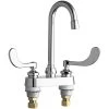 Chicago Faucet Company Chicago Faucets 895-317ABCP Deck-Mounted Faucet With 4" Centers And 3 1/2" Rigid / Swing Gooseneck Spout -T&S Brass Shop 2475652
