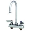 T&S Brass And Bronze Works T&S B-1141-02A Deck Mount Workboard Faucet With 4" Centers, 4 3/8" Gooseneck Spout, Escutcheon And Tailpieces