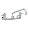 T&S Brass And Bronze Works Equip By T&S 5F-8WLX08 Wall Mounted Faucet With 8 1/8" Swing Spout, 5.2 GPM Laminar Flow Device, 8" Adjustable Centers, And Lever Handles -T&S Brass Shop 259542