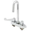 T&S Brass And Bronze Works Equip By T&S 5F-4CWX03A Deck Mounted Workboard Faucet With 2 13/16" Gooseneck Spout, 4" Centers, 2.2 GPM Aerator, And Wrist Handles -T&S Brass Shop 346508