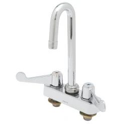 T&S Brass And Bronze Works Equip By T&S 5F-4CWX03A Deck Mounted Workboard Faucet With 2 13/16" Gooseneck Spout, 4" Centers, 2.2 GPM Aerator, And Wrist Handles