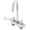 T&S Brass And Bronze Works Equip By T&S 5F-4CWX05 Deck Mounted Workboard Faucet With 5 9/16" Gooseneck Spout, 4" Centers, Laminar Flow Device, And Wrist Handles