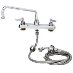 T&S Brass And Bronze Works T&S B-1171-01 Deck Mount Workboard Faucet With 4" Centers, 16" Swing Nozzle, And 002857-40 Spray Valve
