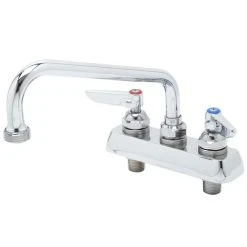 T&S Brass And Bronze Works T&S B-2491 Deck Mount Workboard Faucet With 4" Centers, 8" Swing Nozzle, And Chrome Escutcheon