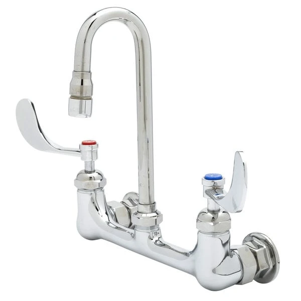 T&S Brass And Bronze Works T&S B-0230-CR-WH4 Wall Mounted Pantry Faucet With 8" Centers, 5 11/16" Swivel Gooseneck, Cerama Cartridges, And 4" Wrist Action Handles 3 T&S Brass And Bronze Works T&S B-0230-CR-WH4 Wall Mounted Pantry Faucet With 8" Centers, 5 11/16" Swivel Gooseneck, Cerama Cartridges, And 4" Wrist Action Handles