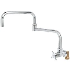 T&S Brass And Bronze Works T&S BF-0299-24DJ Big Flo Polished Chrome Single Hole Wall Mount Faucet With 90 Degree Installation Kit, 24" Double Joint Swing Nozzle, And 4 Arm Handle