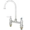 T&S Brass And Bronze Works T&S B-0321 Deck Mounted Faucet With 8" Adjustable Centers, 5 1/2" Gooseneck Nozzle, 18.39 GPM Stream Regulator Outlet, Eterna Cartridges, And Lever Handles