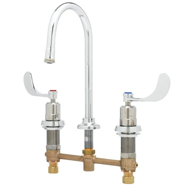 T&S Brass And Bronze Works T&S B-2820-01 Deck Mount Easy Install Faucet With 8" Centers, 5 1/2" Gooseneck, And 4" Wrist Action Handles 3 T&S Brass And Bronze Works T&S B-2820-01 Deck Mount Easy Install Faucet With 8" Centers, 5 1/2" Gooseneck, And 4" Wrist Action Handles