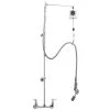 T&S Brass And Bronze Works T&S B-0140 Wall Mounted 51 3/4" High Pre-Rinse Faucet With Adjustable 8" Centers, Angled Low Flow Spray Valve, Balancer, 68" Hose, 12" Add-On Faucet, Vacuum Breaker, And 6" Wall Bracket