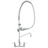 T&S Brass And Bronze Works T&S B-0133-18-CRBEK EasyInstall Wall Mounted 41 1/2" High Pre-Rinse Faucet With Adjustable 8" Centers, 44" Hose, 18" Add-On Faucet, Installation Kit, And 6" Wall Bracket -T&S Brass Shop 348403