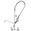 T&S Brass And Bronze Works T&S B-0133-A12-V-BC EasyInstall Wall Mounted 42 1/2" High Pre-Rinse Faucet With Adjustable 8" Centers, Low Flow Spray Valve, 44" Hose, 12" Add-On Faucet, Vacuum Breaker, And 6" Wall Bracket -T&S Brass Shop 348405