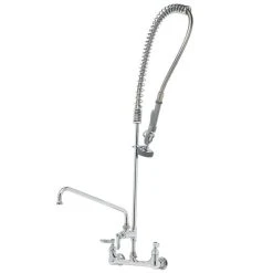 T&S Brass And Bronze Works T&S B-0133-ADF10 EasyInstall Wall Mounted 41 1/2" High Pre-Rinse Faucet With Adjustable 8" Centers, 44" Hose, And 10" Add-On Faucet