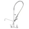 T&S Brass And Bronze Works T&S B-0133-ADF12-BJ EasyInstall Wall Mounted 37 1/2" High Pre-Rinse Faucet With Adjustable 8" Centers, Low Flow Spray Valve, 44" Hose, 12" Add-On Faucet, And 6" Wall Bracket -T&S Brass Shop 350481