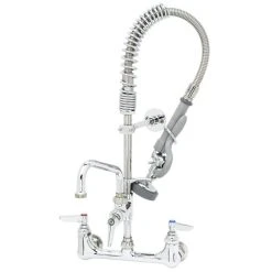T&S Brass And Bronze Works T&S MPZ-8WLN-08-CR EasyInstall Wall Mounted 22 1/8" High Mini Pre-Rinse Faucet With Adjustable 8" Centers, 24" Hose, 8" Add-On Faucet, And 6" Wall Bracket