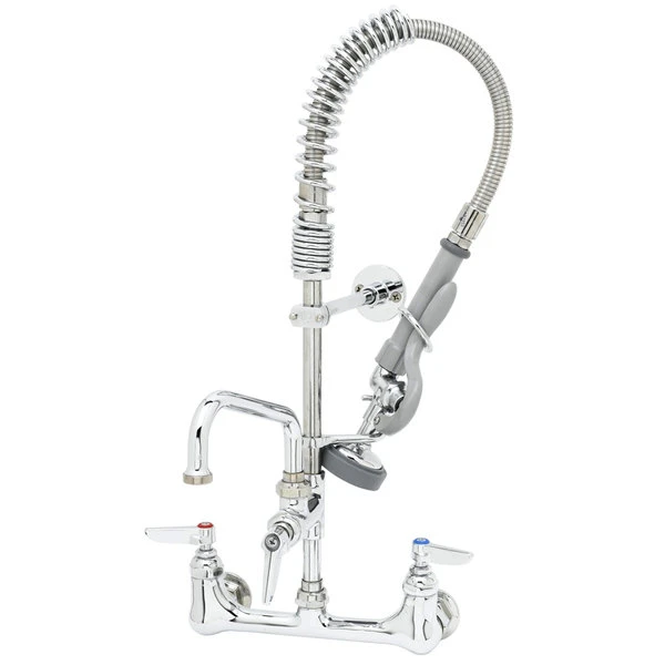 T&S Brass And Bronze Works T&S MPZ-8WLN-08-CR EasyInstall Wall Mounted 22 1/8" High Mini Pre-Rinse Faucet With Adjustable 8" Centers, 24" Hose, 8" Add-On Faucet, And 6" Wall Bracket 3 T&S Brass And Bronze Works T&S MPZ-8WLN-08-CR EasyInstall Wall Mounted 22 1/8" High Mini Pre-Rinse Faucet With Adjustable 8" Centers, 24" Hose, 8" Add-On Faucet, And 6" Wall Bracket