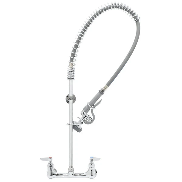 T&S Brass And Bronze Works T&S B-0133-BR-B EasyInstall Wall Mounted 38" High Pre-Rinse Faucet With Adjustable 8" Centers, Brush Spray Valve, 36" Hose, Flexible Supply Hoses, Supply Stops, And Wall Bracket 3 T&S Brass And Bronze Works T&S B-0133-BR-B EasyInstall Wall Mounted 38" High Pre-Rinse Faucet With Adjustable 8" Centers, Brush Spray Valve, 36" Hose, Flexible Supply Hoses, Supply Stops, And Wall Bracket