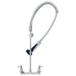 T&S Brass And Bronze Works T&S B-0133-CCB08 EasyInstall Wall Mounted 35 1/2" High Pre-Rinse Faucet With Adjustable 8" Centers, Ergonomic Spray Valve, 44" Hose, And 6" Wall Bracket