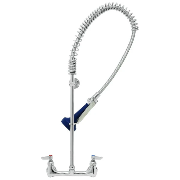 T&S Brass And Bronze Works T&S B-0133-CCB08 EasyInstall Wall Mounted 35 1/2" High Pre-Rinse Faucet With Adjustable 8" Centers, Ergonomic Spray Valve, 44" Hose, And 6" Wall Bracket 3 T&S Brass And Bronze Works T&S B-0133-CCB08 EasyInstall Wall Mounted 35 1/2" High Pre-Rinse Faucet With Adjustable 8" Centers, Ergonomic Spray Valve, 44" Hose, And 6" Wall Bracket