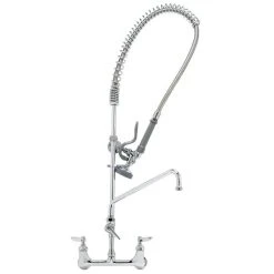 T&S Brass And Bronze Works T&S B-0133-ADF16-B EasyInstall Wall Mounted 37 1/2" High Pre-Rinse Faucet With Adjustable 8" Centers, 44" Hose, 16" Add-On Faucet, And 6" Wall Bracket
