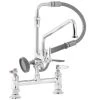 T&S Brass And Bronze Works T&S B-0175-05 Deck Mounted Pre-Rinse Faucet With Adjustable 8" Centers, Angled Spray Valve, 68" Hose, 8" Add-On Faucet, 90 Degree Swivel Adapter, And Wall Hook -T&S Brass Shop 350644
