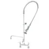 T&S Brass And Bronze Works T&S B-0123-12-CR-B EasyInstall Deck Mounted 49 1/4" High Pre-Rinse Faucet With Adjustable 8" Centers, 44" Hose, 12" Add-On Faucet, And 6" Wall Bracket