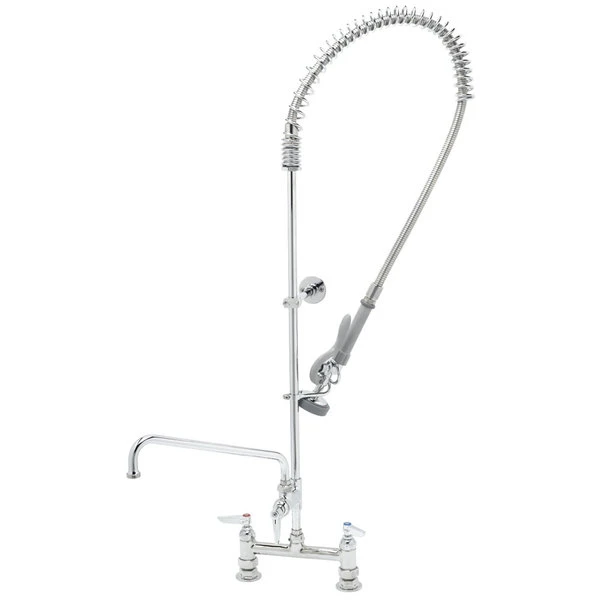 T&S Brass And Bronze Works T&S B-0123-ADF06 EasyInstall Deck Mounted 49 1/4" High Pre-Rinse Faucet With Adjustable 8" Centers, 44" Hose, And 6" Add-On Faucet 3 T&S Brass And Bronze Works T&S B-0123-ADF06 EasyInstall Deck Mounted 49 1/4" High Pre-Rinse Faucet With Adjustable 8" Centers, 44" Hose, And 6" Add-On Faucet