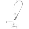T&S Brass And Bronze Works T&S B-0123-ADF06-B EasyInstall Deck Mounted 49 1/4" High Pre-Rinse Faucet With Adjustable 8" Centers, 44" Hose, 6" Add-On Faucet, And Wall Bracket