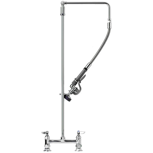 T&S Brass And Bronze Works T&S B-0122 Deck Mounted 44 1/2" High Pre-Rinse Faucet With Adjustable 8" Centers, Swivel Arm, And 26" Hose 3 T&S Brass And Bronze Works T&S B-0122 Deck Mounted 44 1/2" High Pre-Rinse Faucet With Adjustable 8" Centers, Swivel Arm, And 26" Hose