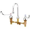 T&S Brass And Bronze Works T&S B-0866-07-PV Deck Mount Mixing Faucet With 8" Adjustable Centers, 5 3/4" Gooseneck, 6" Wrist Action Handles, And Pedal Valve Connection -T&S Brass Shop 351809