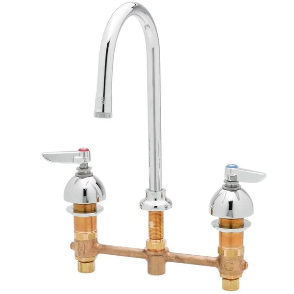T&S Brass And Bronze Works T&S B-2870 Easy Install Deck Mount Faucet With 8" Centers, 4" Wrist Action Handles, 8 1/2" Gooseneck Spout, And Eterna Cartridges 3 T&S Brass And Bronze Works T&S B-2870 Easy Install Deck Mount Faucet With 8" Centers, 4" Wrist Action Handles, 8 1/2" Gooseneck Spout, And Eterna Cartridges