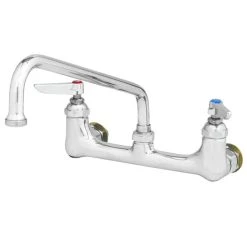 T&S Brass And Bronze Works T&S B-0232-CC-CR Wall Mounted Double Pantry Faucet With 8" Centers, 6" Swing Nozzle, Cerama Cartridges, And CC Connections