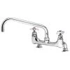 T&S Brass And Bronze Works T&S B-0293-01 Wall Mount Kettle And Pot Sink Mixing Faucet With 8" Adjustable Centers, 12" Big Flo Swing Nozzle, 4 Arm Handles, And Supply Nipples -T&S Brass Shop 353786