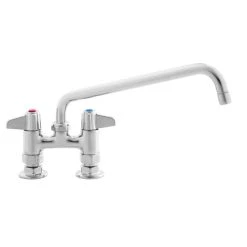 T&S Brass And Bronze Works Equip By T&S 5F-4DLX10 Deck Mounted Faucet With 10 1/8" Swing Spout, 4" Adjustable Centers, 5.2 GPM Laminar Flow Device, Cerama Cartridges, And Lever Handles