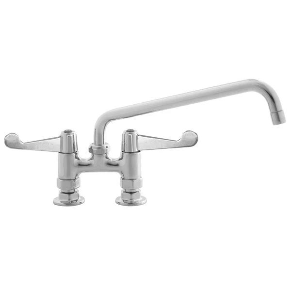 T&S Brass And Bronze Works Equip By T&S 5F-4DWS12 Deck Mount Mixing Faucet With Wrist Action Handles And 12 1/8" Swing Nozzle On 4" Centers 3 T&S Brass And Bronze Works Equip By T&S 5F-4DWS12 Deck Mount Mixing Faucet With Wrist Action Handles And 12 1/8" Swing Nozzle On 4" Centers