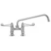 T&S Brass And Bronze Works Equip By T&S 5F-4DWX10 Deck Mounted Faucet With 10 1/8" Swing Spout, 4" Adjustable Centers, 5.2 GPM Laminar Flow Device, Cerama Cartridges, And Wrist Handles -T&S Brass Shop 353842