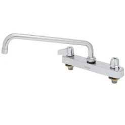 T&S Brass And Bronze Works Equip By T&S 5F-8CLX12 Deck Mounted Workboard Faucet With 12 1/8" Swing Spout, 8" Centers, 5.03 GPM Laminar Flow Device, Cerama Cartridges, And Lever Handles