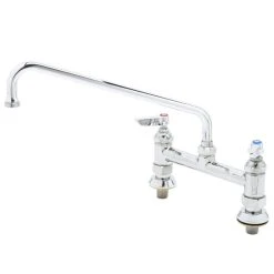 T&S Brass And Bronze Works T&S B-0220-EE Deck Mounted Faucet With 18" Swing Nozzle, 8" Adjustable Centers, 18.39 GPM Stream Regulator Outlet, Eterna Cartridges, And Lever Handles