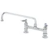 T&S Brass And Bronze Works T&S B-2280 Deck Mounted Faucet With 12" Swing Nozzle, 8" Adjustable Centers, 18.39 GPM Stream Regulator Outlet, Eterna Cartridges, And Lever Handles