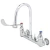 T&S Brass And Bronze Works T&S B-0351 Wall Mounted Mixing Faucet With 8" Adjustable Centers, 5 1/2" Rigid Gooseneck, And 6" Wrist Action Handles