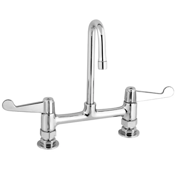 T&S Brass And Bronze Works Equip By T&S 5F-8DWS09 Deck Mounted Faucet With 9" Gooseneck Spout, 8" Centers, Laminar Flow Device, And Wrist Handles 3 T&S Brass And Bronze Works Equip By T&S 5F-8DWS09 Deck Mounted Faucet With 9" Gooseneck Spout, 8" Centers, Laminar Flow Device, And Wrist Handles