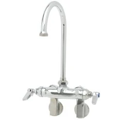 T&S Brass And Bronze Works T&S B-0341 Wall Mounted Mixing Faucet With 4" Adjustable Centers, 5 11/16" Swivel Gooseneck, And Eterna Cartridges