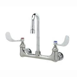 T&S Brass And Bronze Works T&S B-0230-132XA-CR Wall Mounted Pantry Faucet With 8" Adjustable Centers, 2 7/8" Swivel Gooseneck, Cerama Cartridges, And 4" Wrist Action Handles